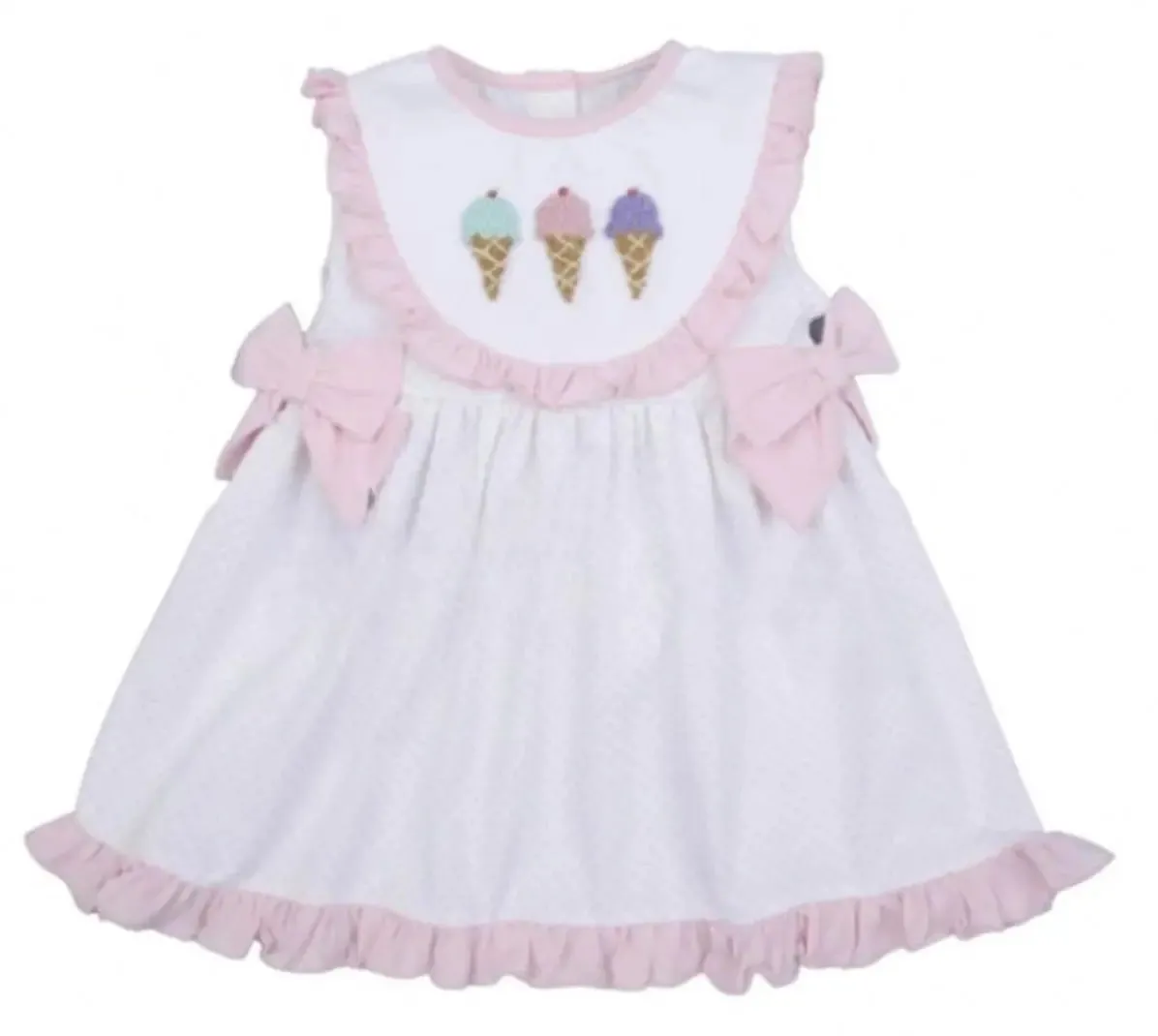 Ice Cream French Knot Embroidery Girl Dress-size chart attached with pictures