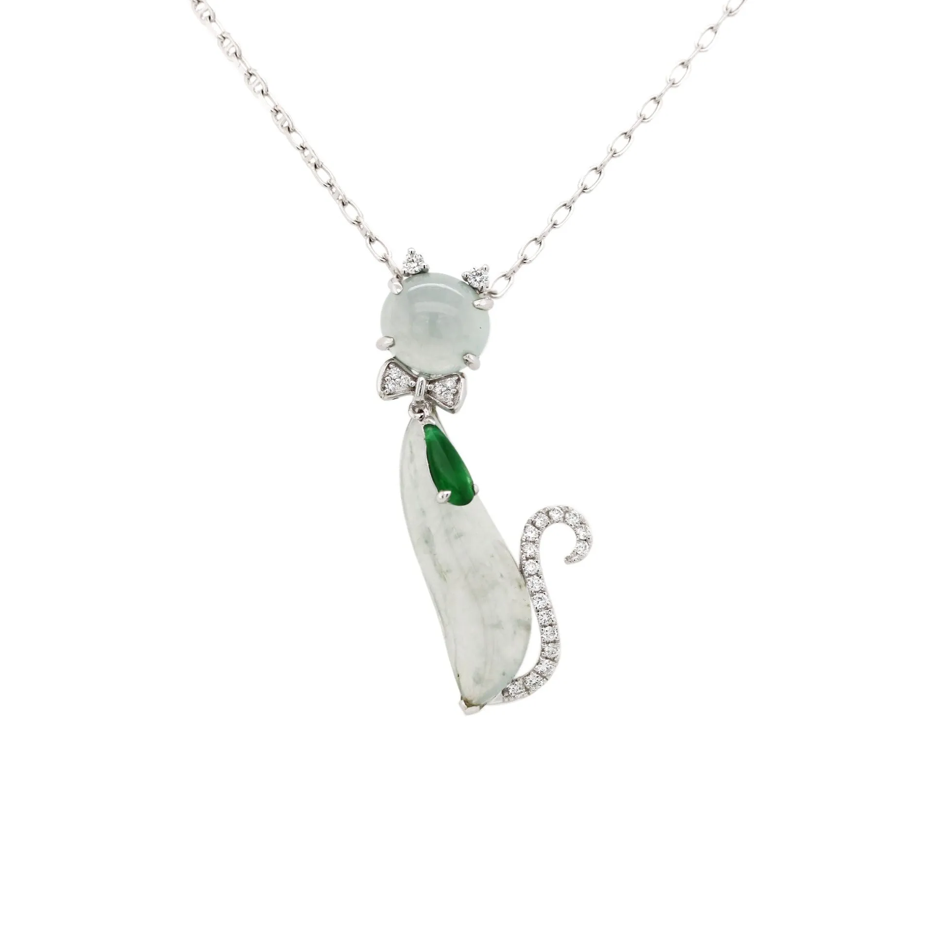 Icy Jade Cat Pendant