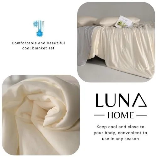 Icy Silky Summer Cool Quilt Set of 3 Pieces, Beige with Grey