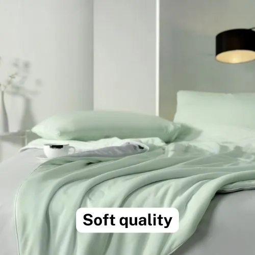 Icy Silky Summer Cool Quilt Set of 3 Pieces, Green with Grey.