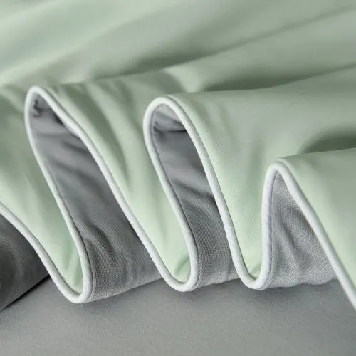 Icy Silky Summer Cool Quilt Set of 3 Pieces, Green with Grey.
