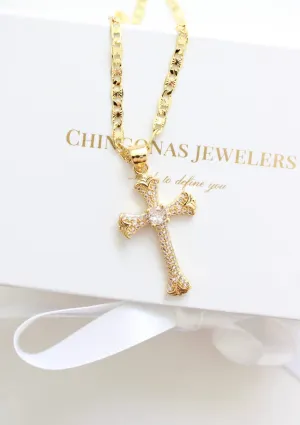 Icy Vintage Cross Necklace