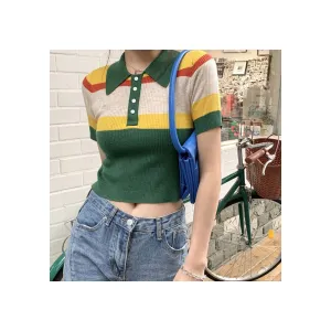 Indie Aesthetic Ribbed Crop Top