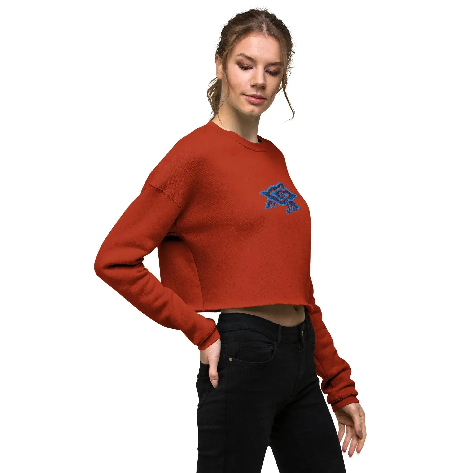 Indonesian Mendung Embroidered Cropped Sweatshirt