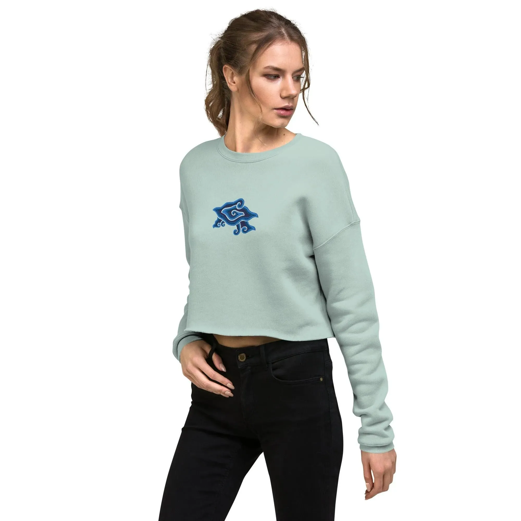 Indonesian Mendung Embroidered Cropped Sweatshirt
