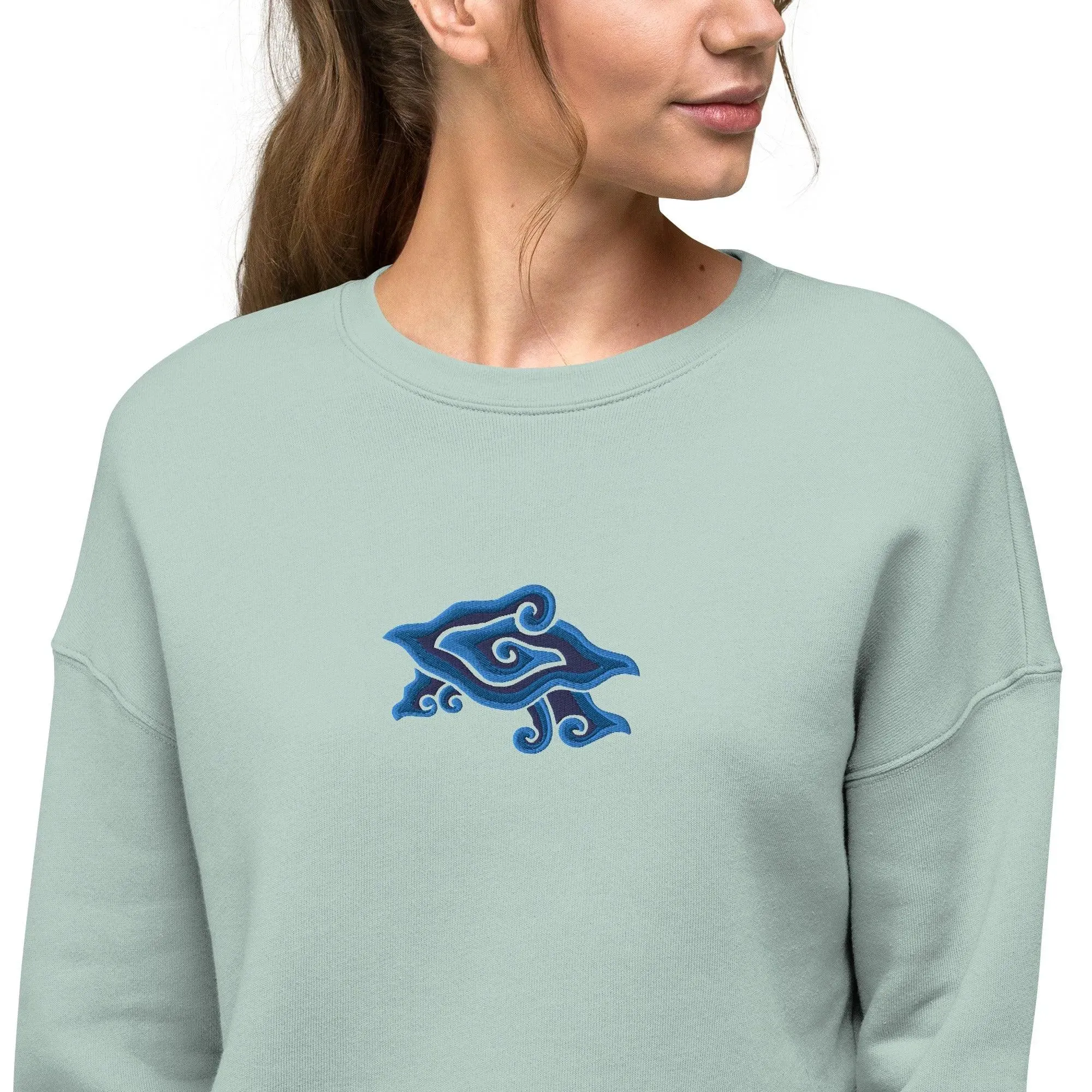 Indonesian Mendung Embroidered Cropped Sweatshirt