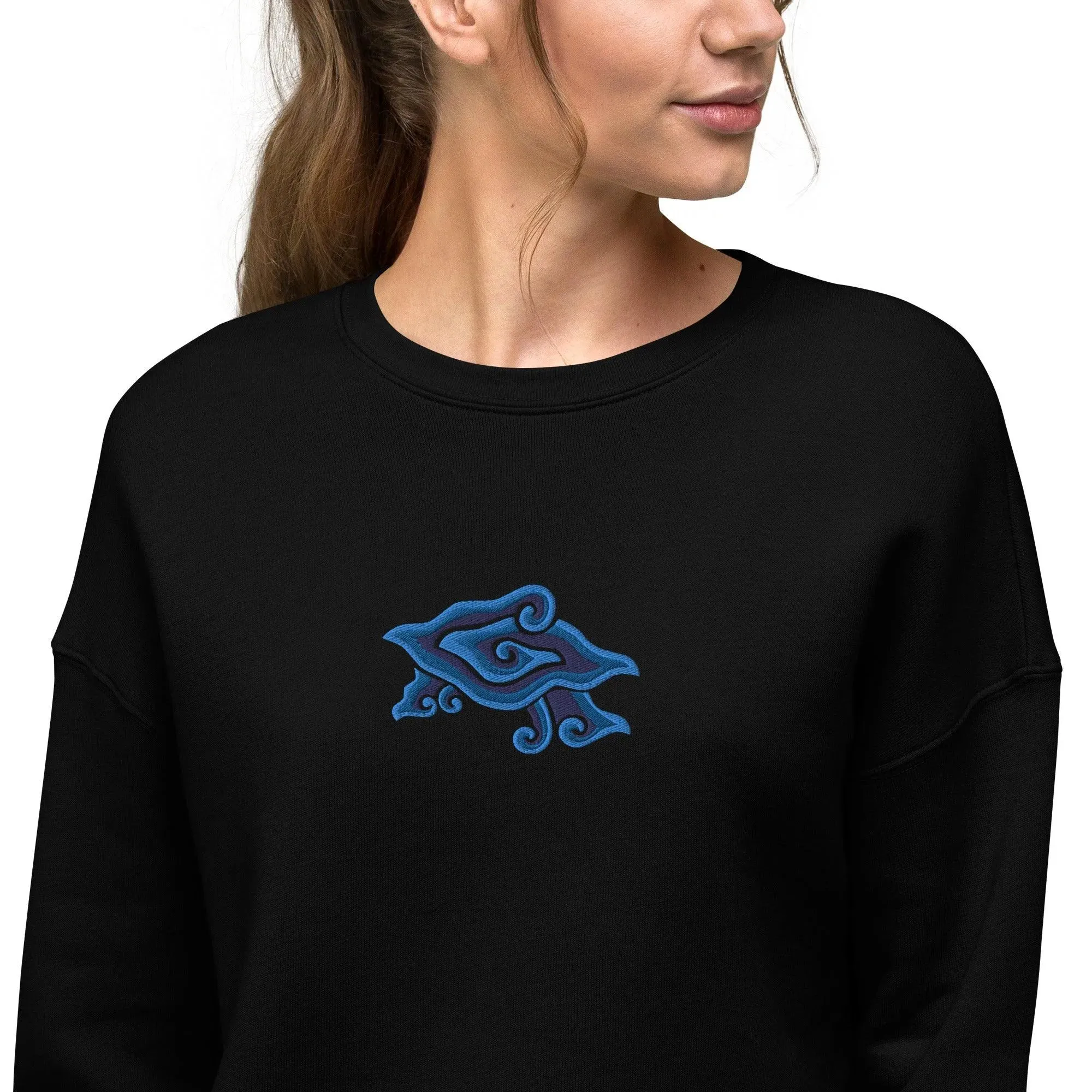 Indonesian Mendung Embroidered Cropped Sweatshirt