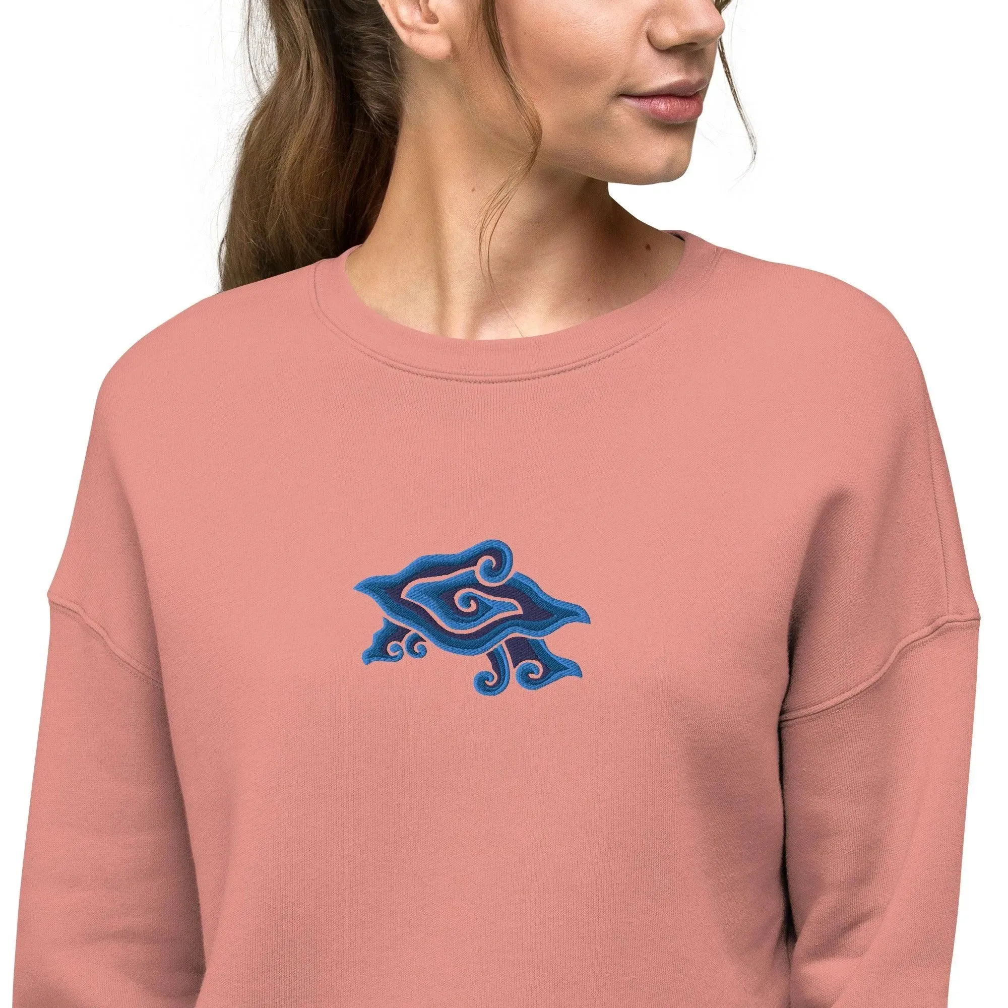 Indonesian Mendung Embroidered Cropped Sweatshirt