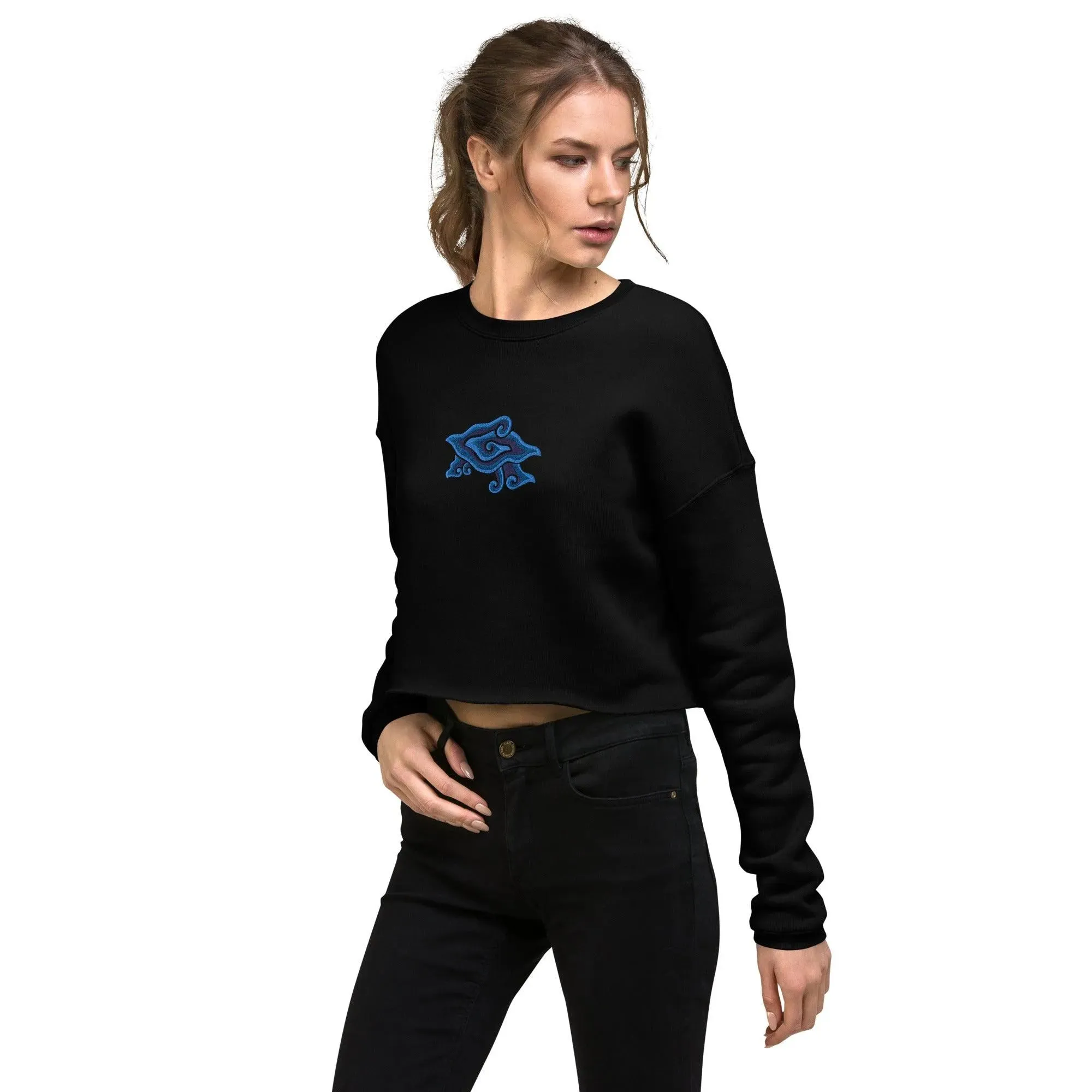 Indonesian Mendung Embroidered Cropped Sweatshirt