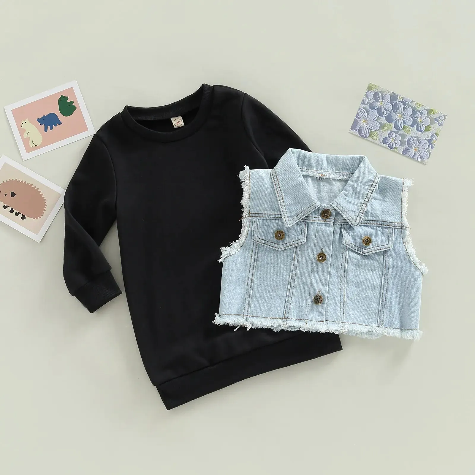 Infant Dress   Waistcoat, Long Sleeve Set