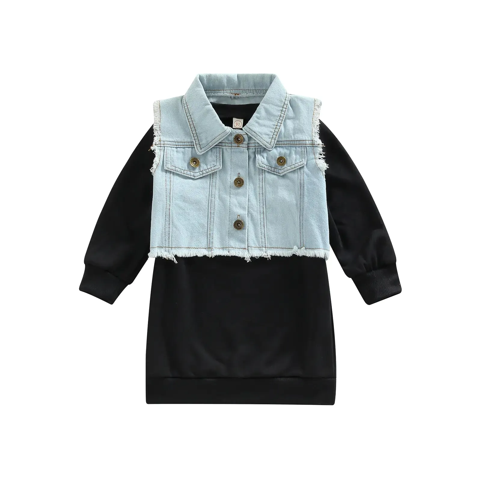 Infant Dress   Waistcoat, Long Sleeve Set
