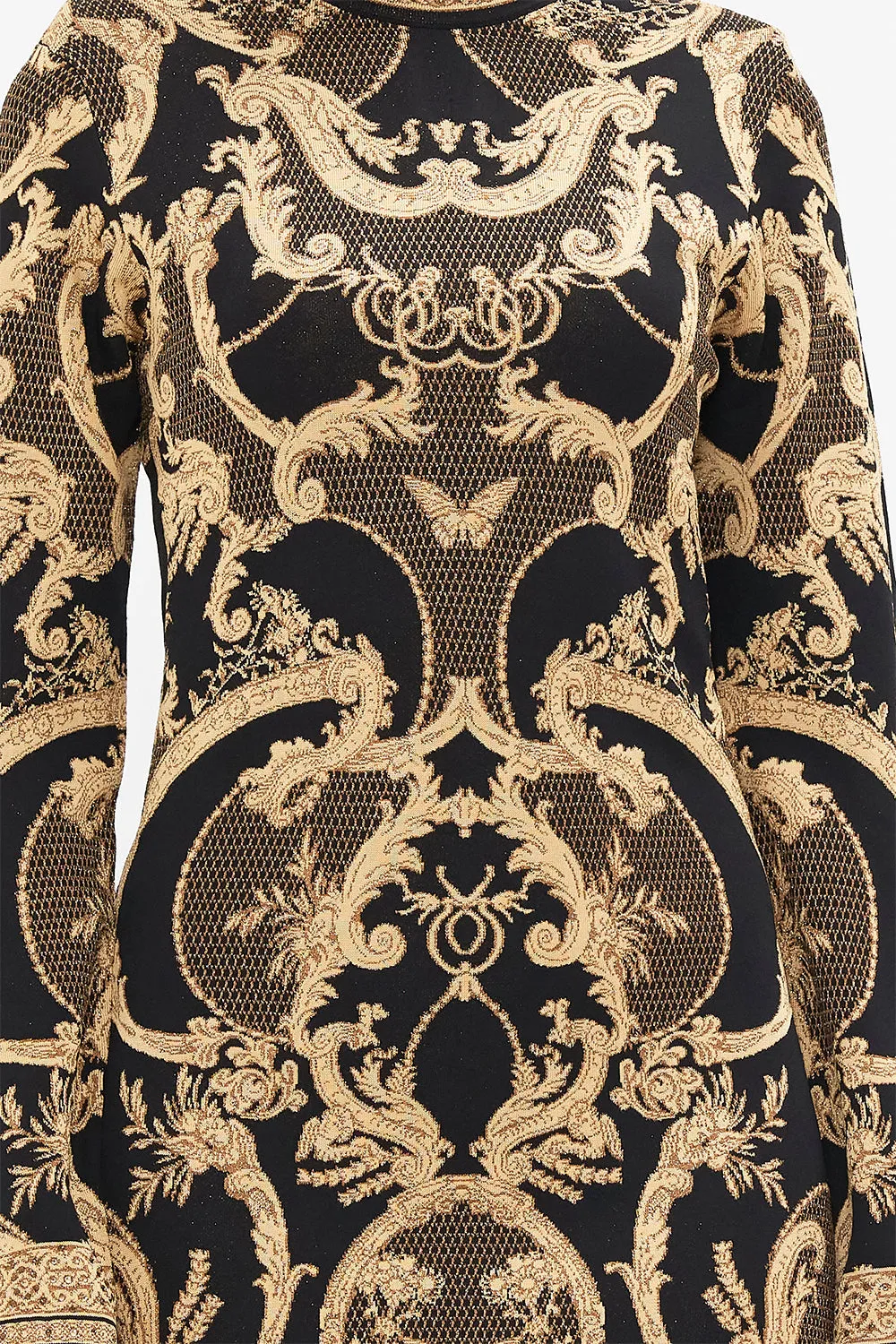 JACQUARD TURTLE NECK SHORT KNIT DRESS MAGIC IN THE MANUSCRIPTS