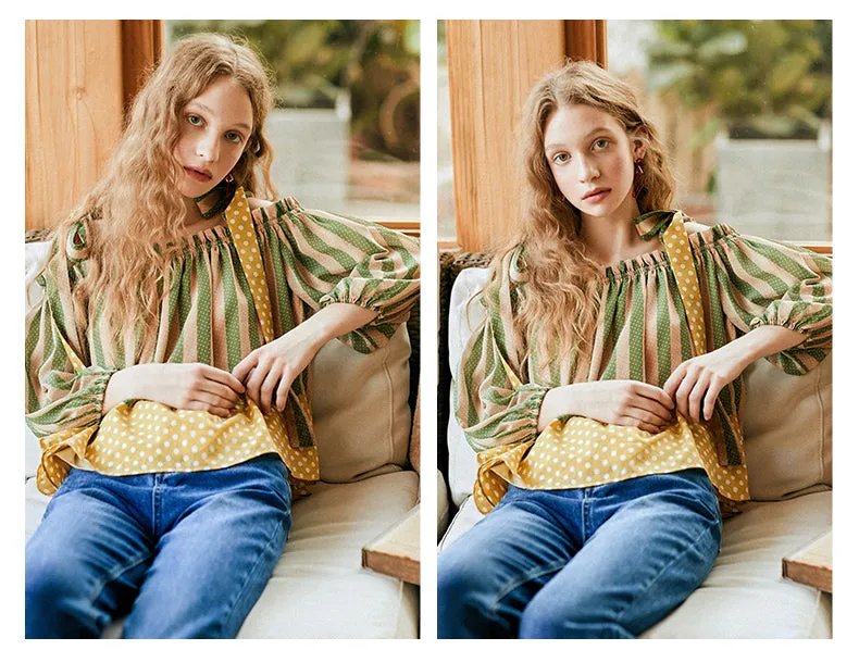 JAM PRINCESS COLD SHOULDER TOP WITH TIES IN GREEN