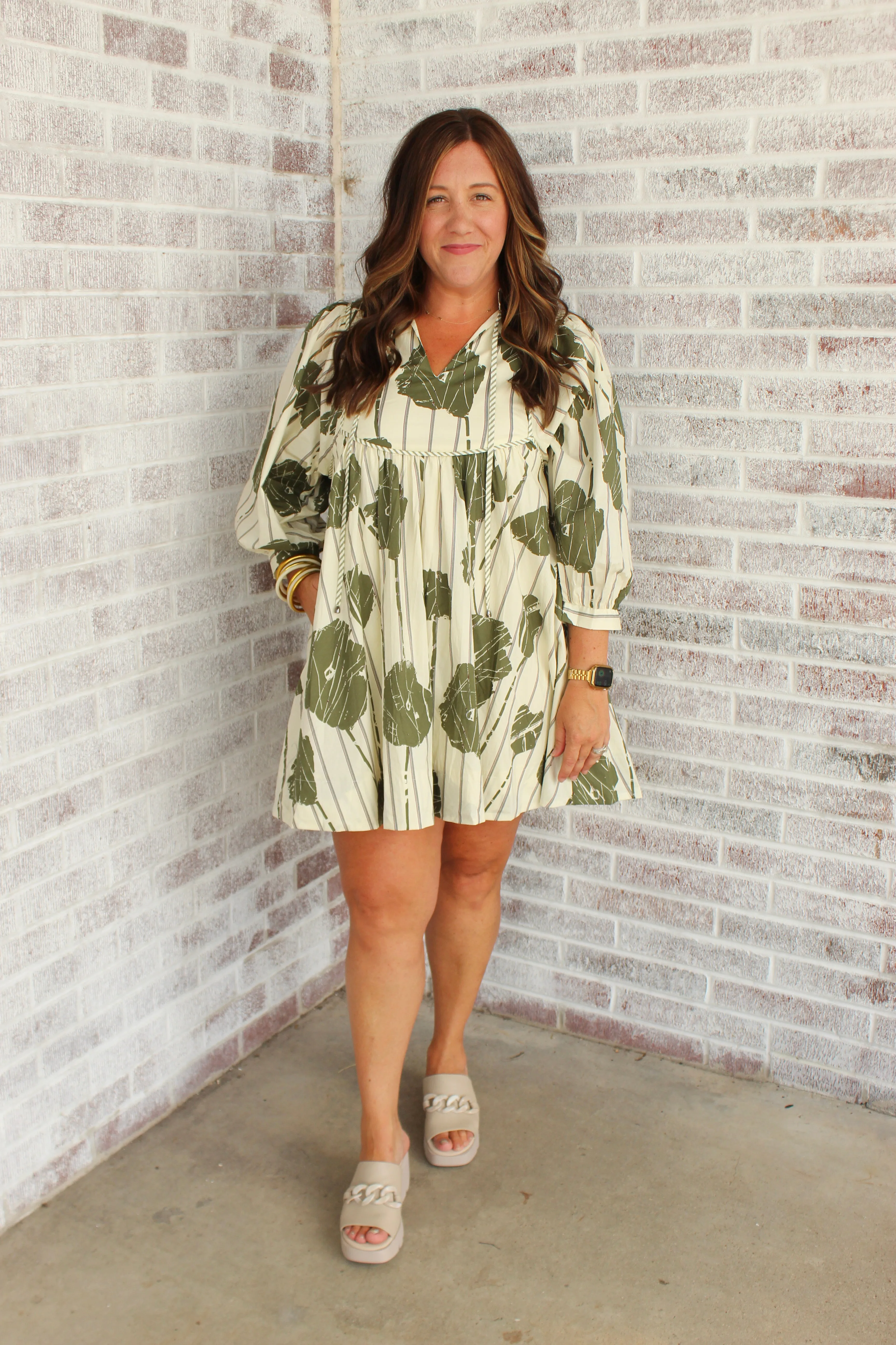 January & May - Dinner & A Movie LS V-Neck Mini Dress