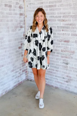 January & May - Dinner & A Movie LS V-Neck Mini Dress