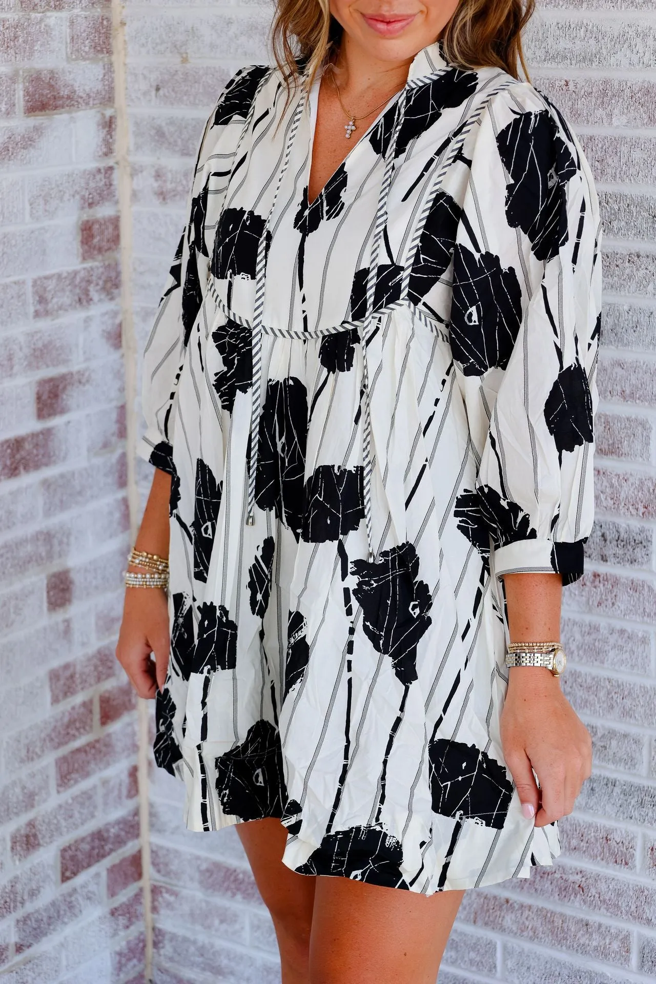 January & May - Dinner & A Movie LS V-Neck Mini Dress