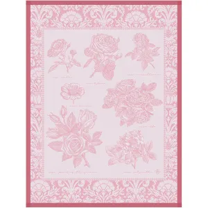 Jardin Des Roses Pink Tea Towel by Le Jacquard Français
