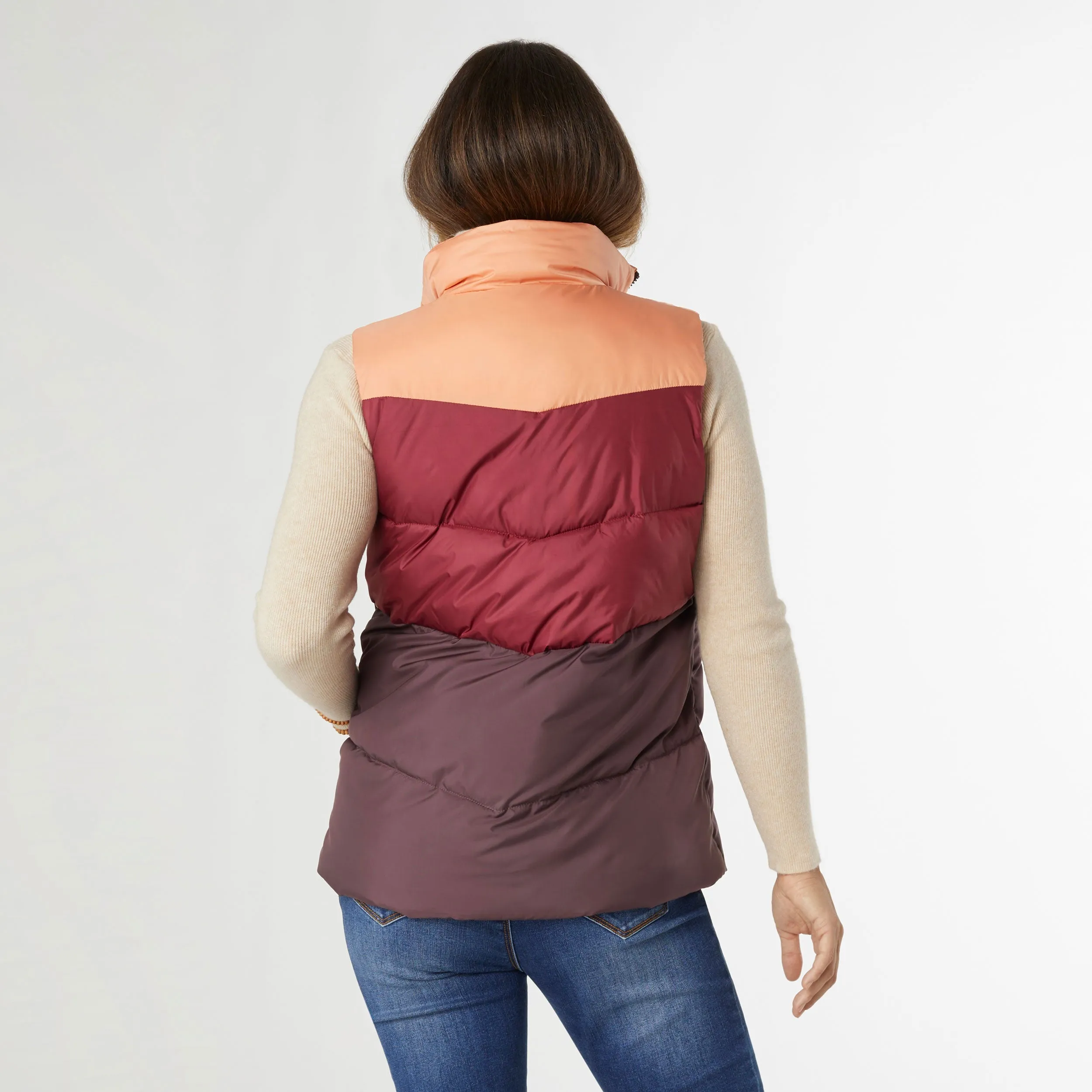 Jaylini Colorblock Puffer Vest in Beaujolais