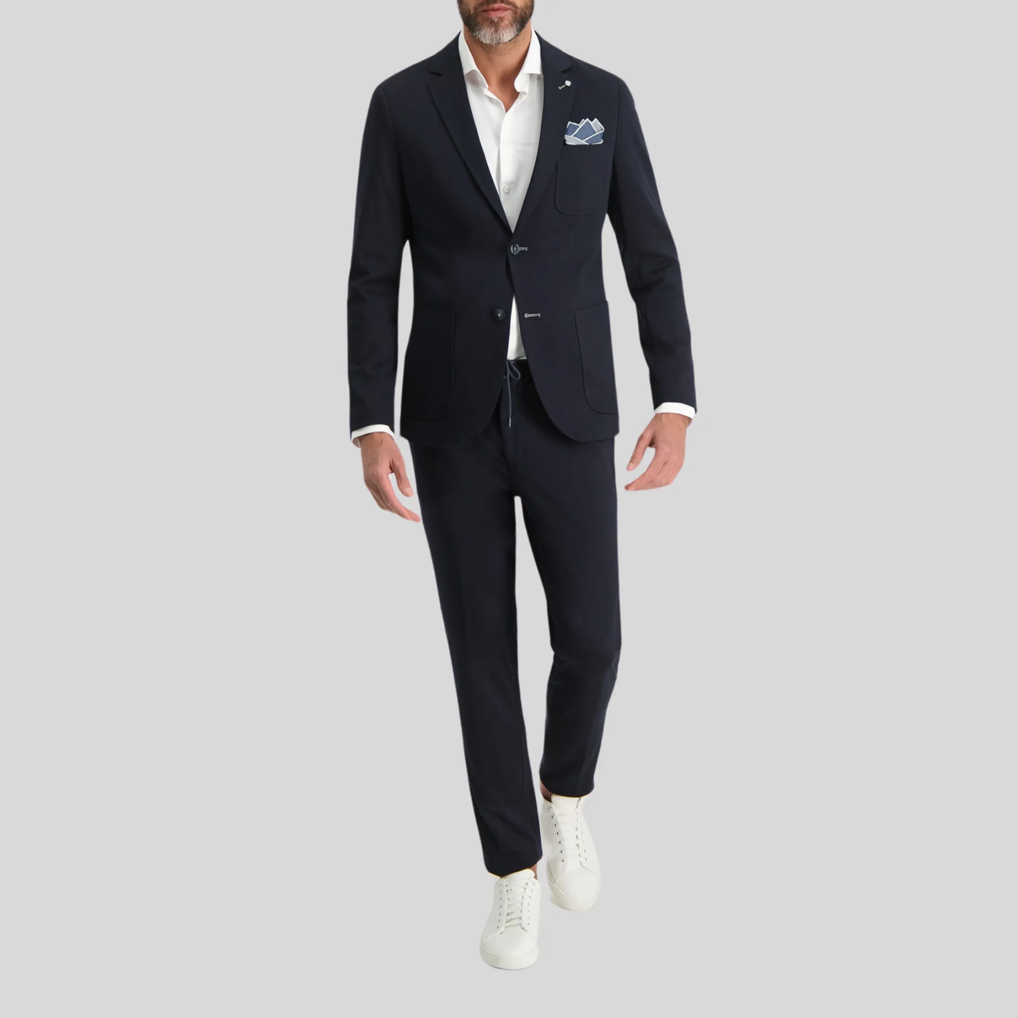 Jersey Drawstring Chinos - Dark Navy