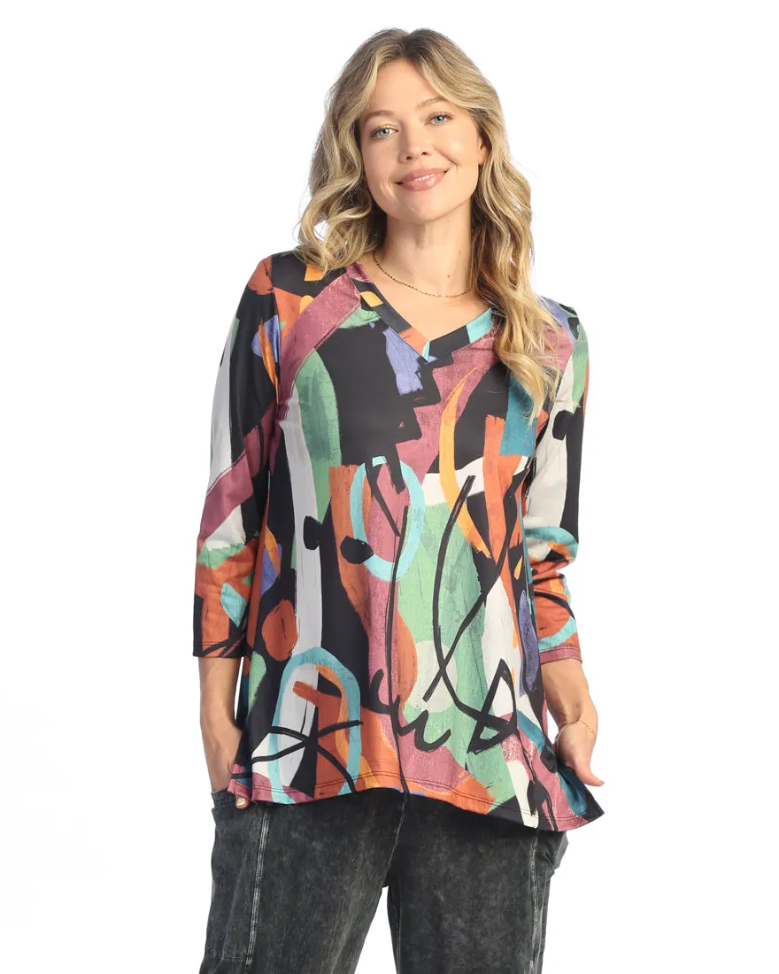 Jess & Jane “Ponderosa” Soft-Touch V-Neck Top - 25-1963