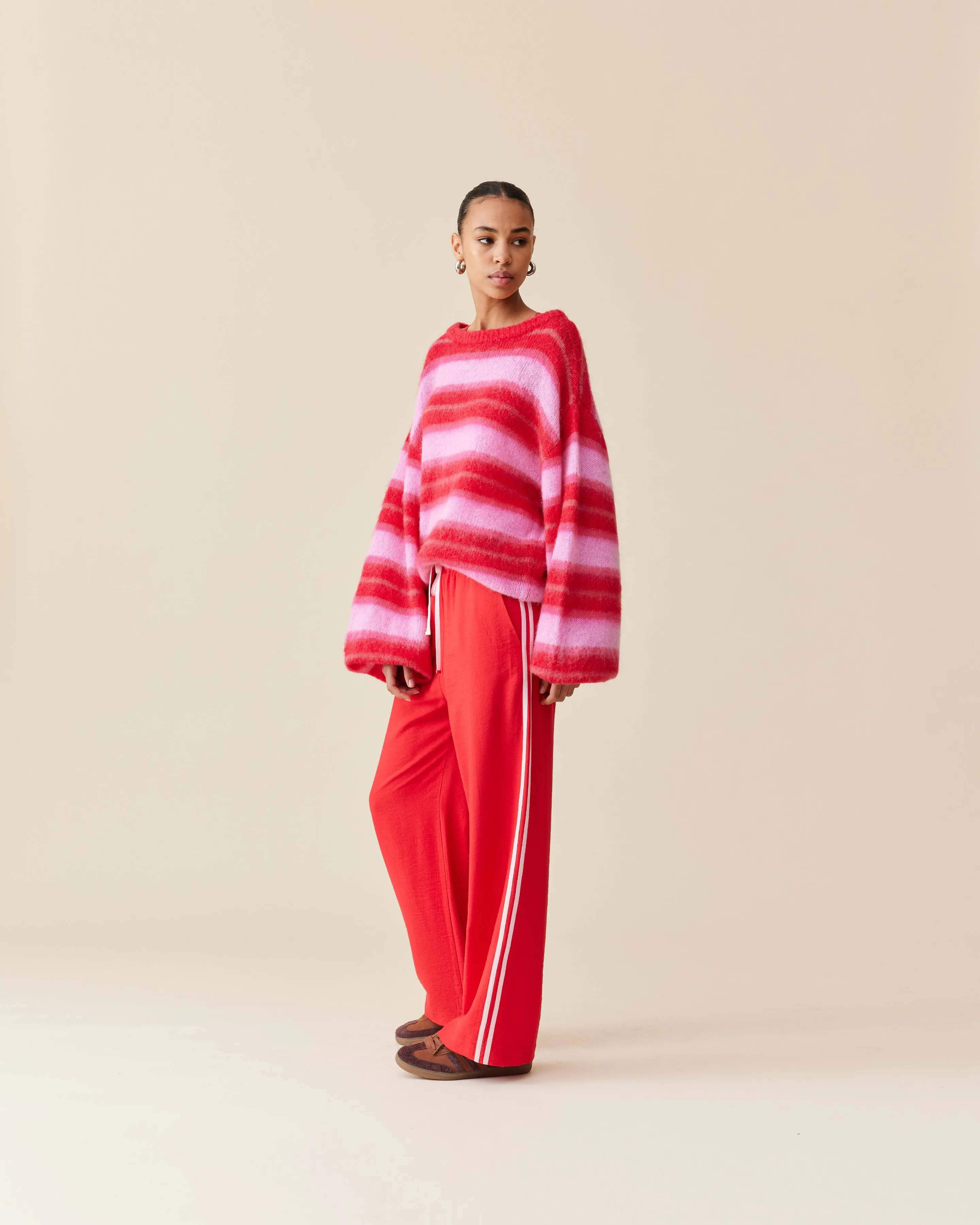 JOSIE SWEATER PINK RED STRIPE