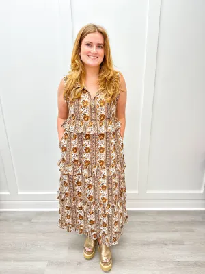 Julia Dress - Mumbai Stripe Brown
