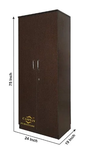 Junglewood Texture 2 Door Wardrobe/Cupboard in Brown with 2 Drawers, 3 Shelves and Hanging Space for Clothes