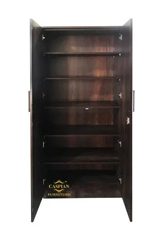 Junglewood Texture 2 Door Wardrobe/Cupboard with 6 Shelves | Wardrobe for Bedroom/Kitchen Organizer/Clothes Cabine
