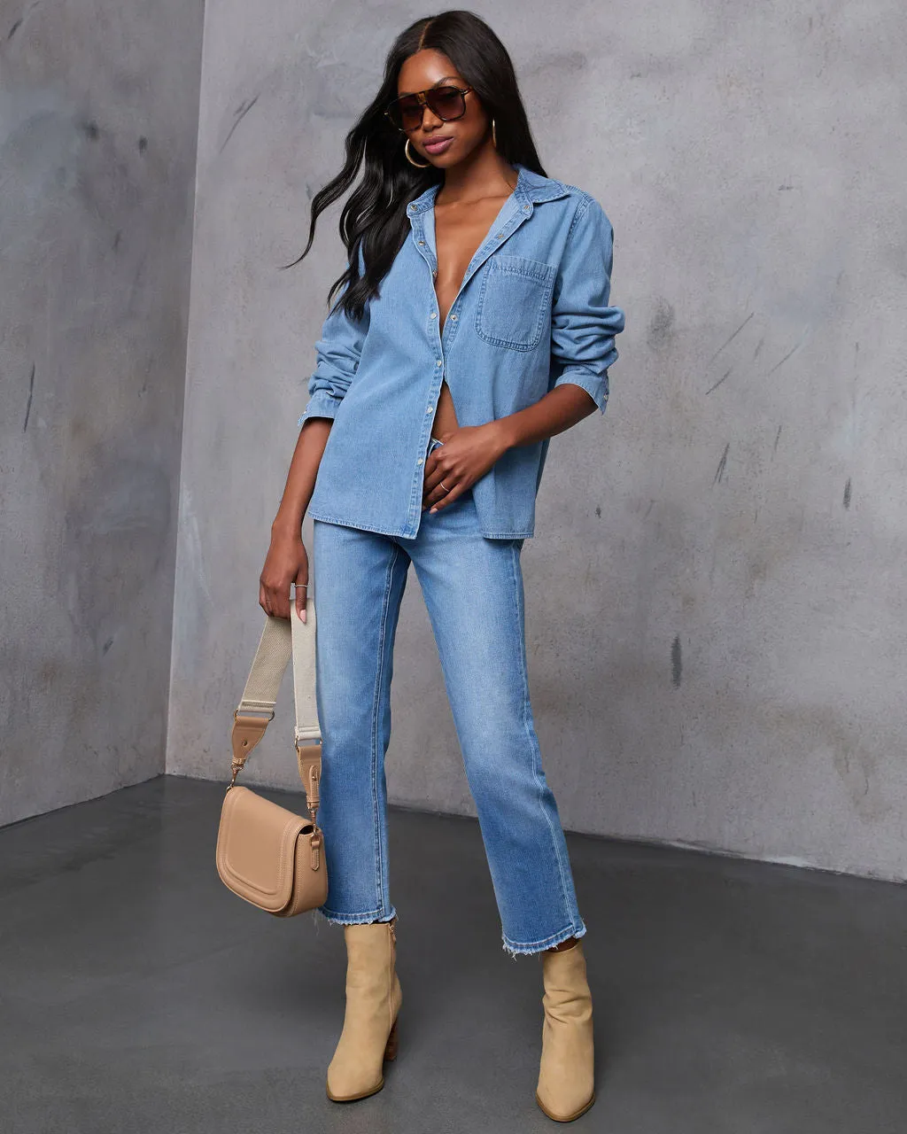 Juniper Haze Denim Button Down Top