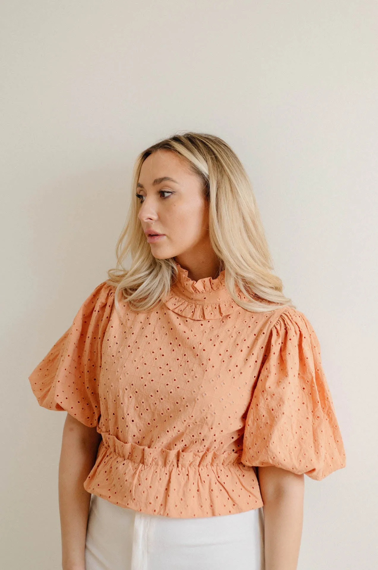 Kassi Eyelet Puff Sleeve Top