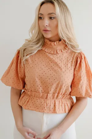 Kassi Eyelet Puff Sleeve Top