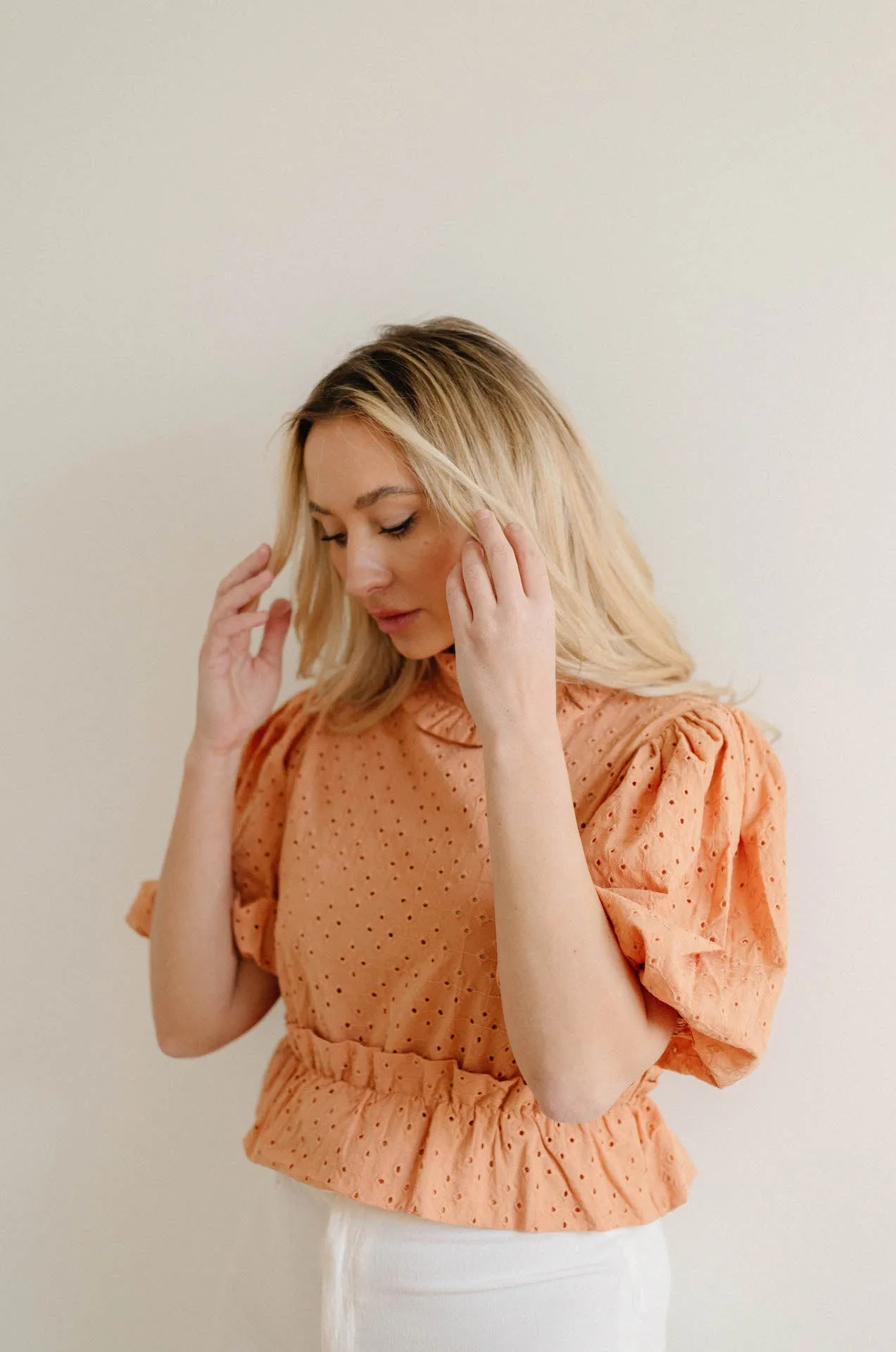 Kassi Eyelet Puff Sleeve Top
