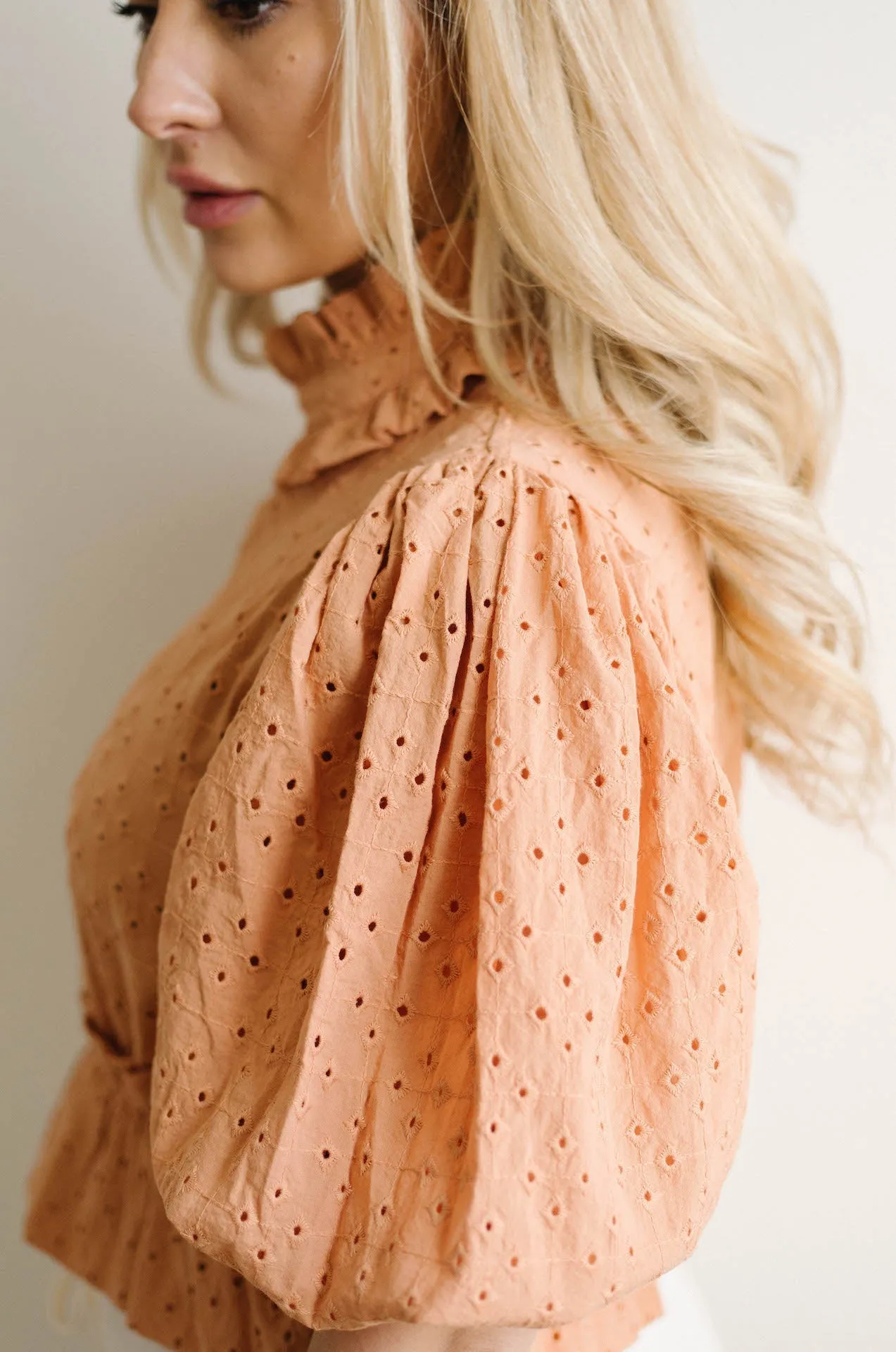 Kassi Eyelet Puff Sleeve Top
