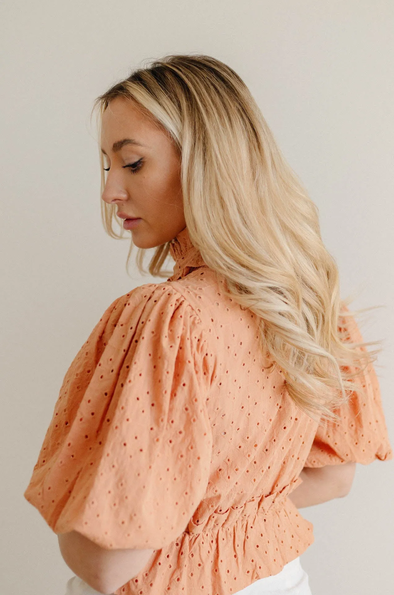 Kassi Eyelet Puff Sleeve Top