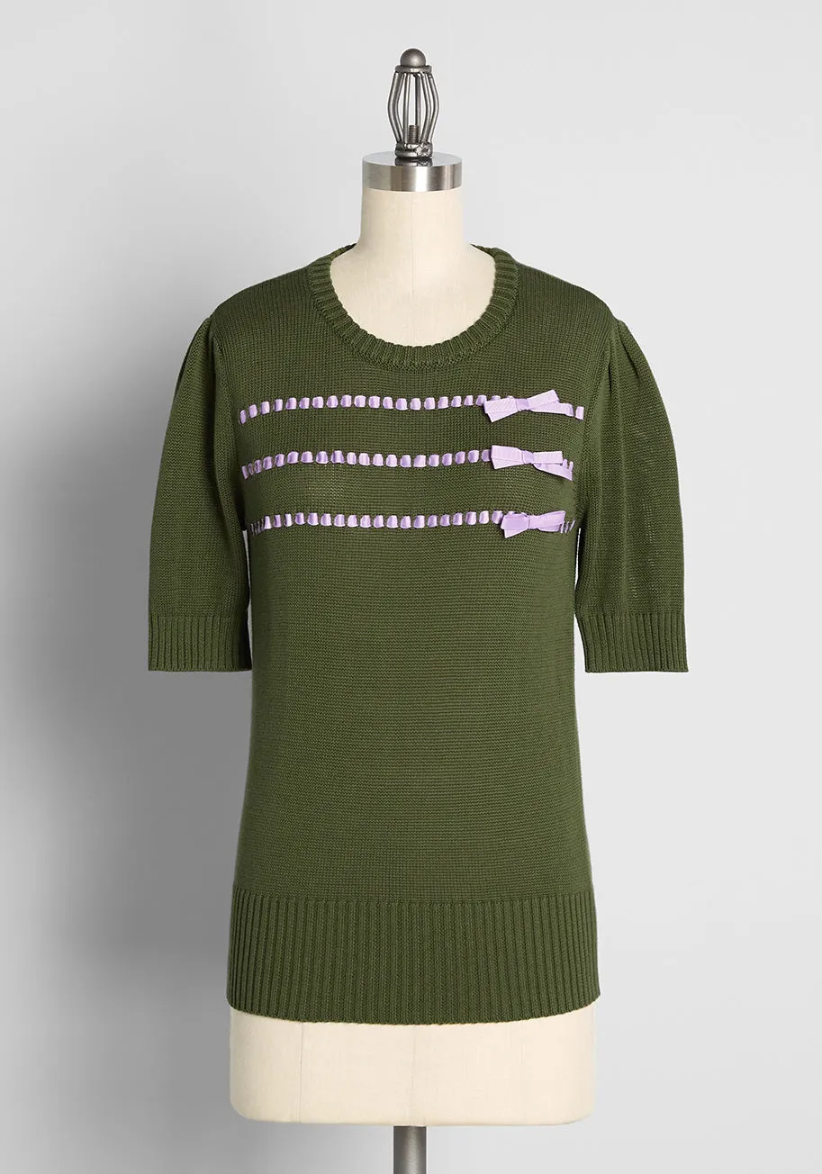 Keeping It Bow-tiful Short Sleeve Sweater