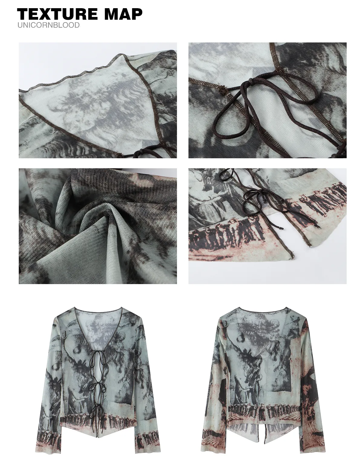 Kenza Printed Grey Unicorn Blood Top
