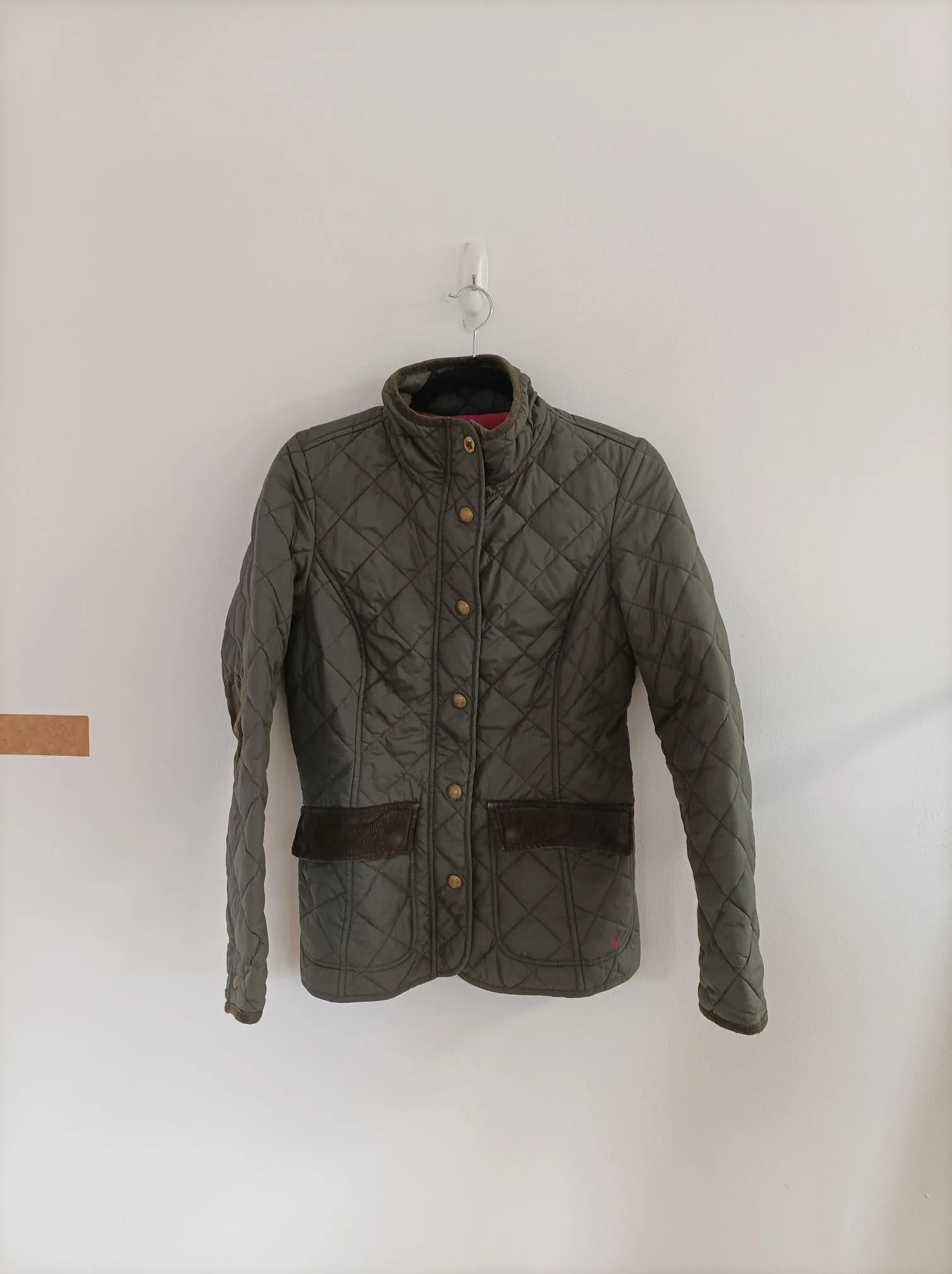 Khaki Quilted Jacket, Joules, Size 6 (Polyamide, Cotton)