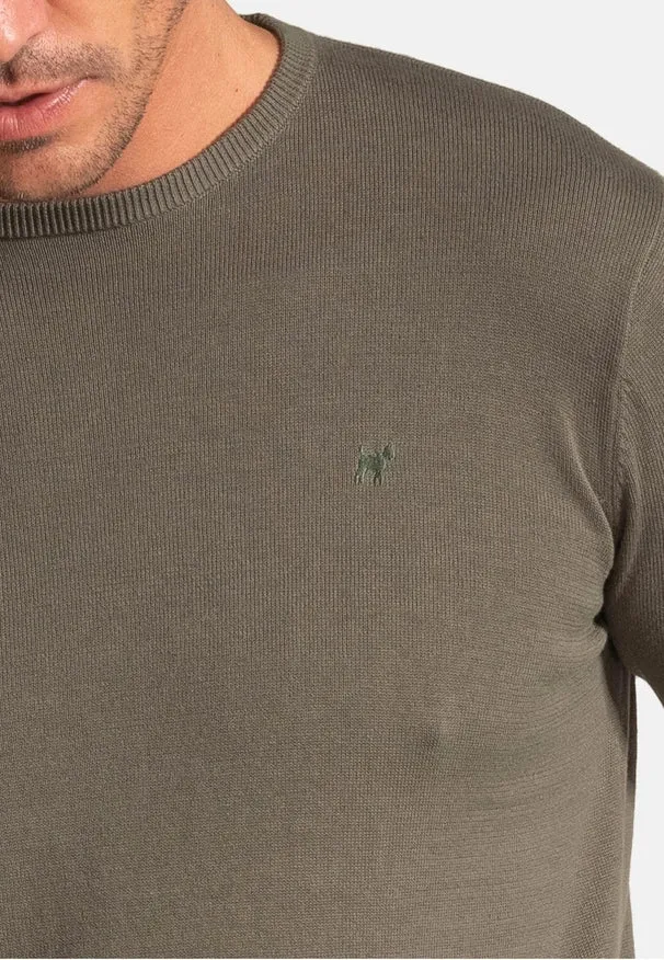 Khaki Round Neck Sweater