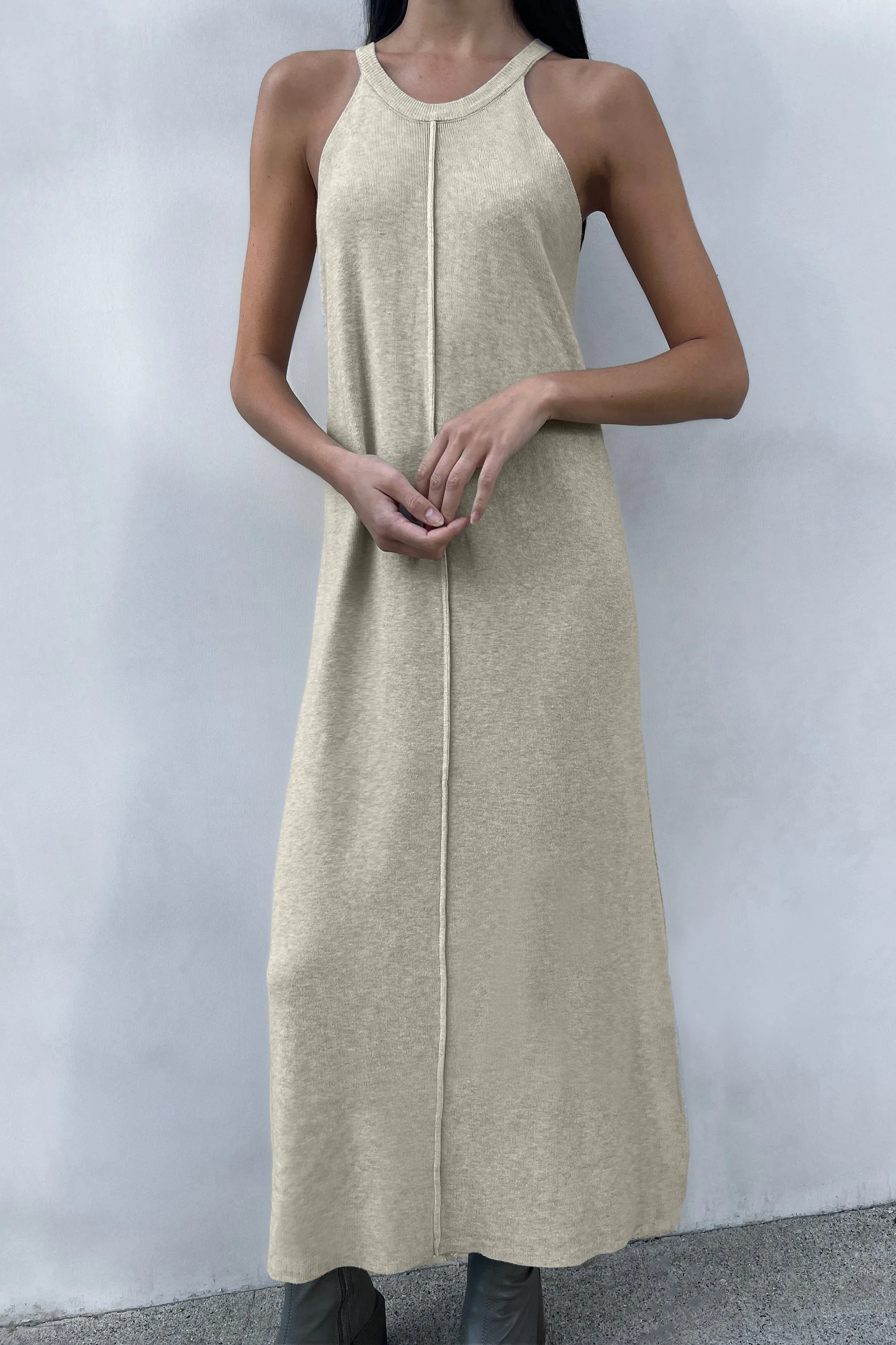 KNIT HALTER MIDI DRESS