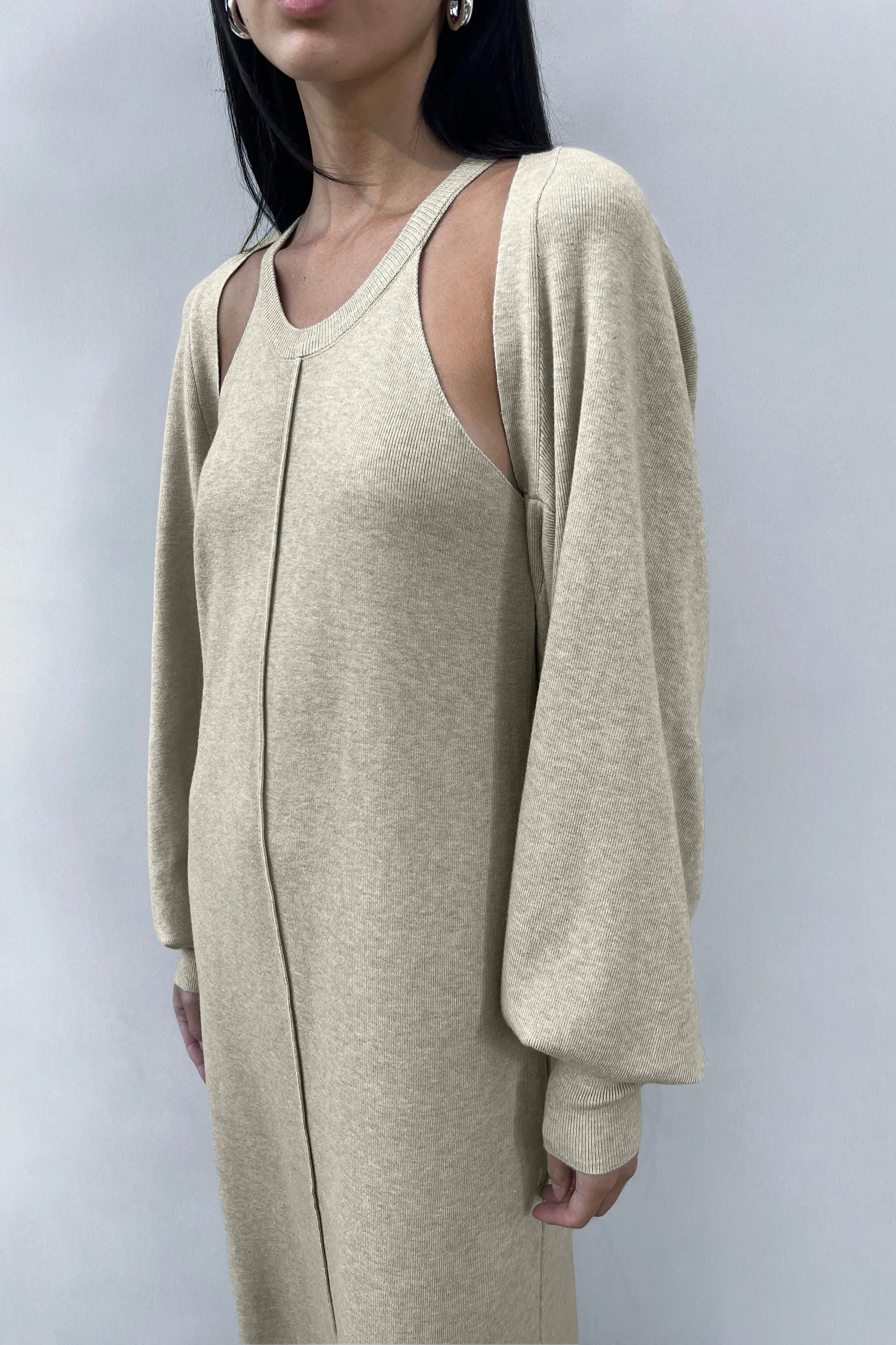 KNIT HALTER MIDI DRESS