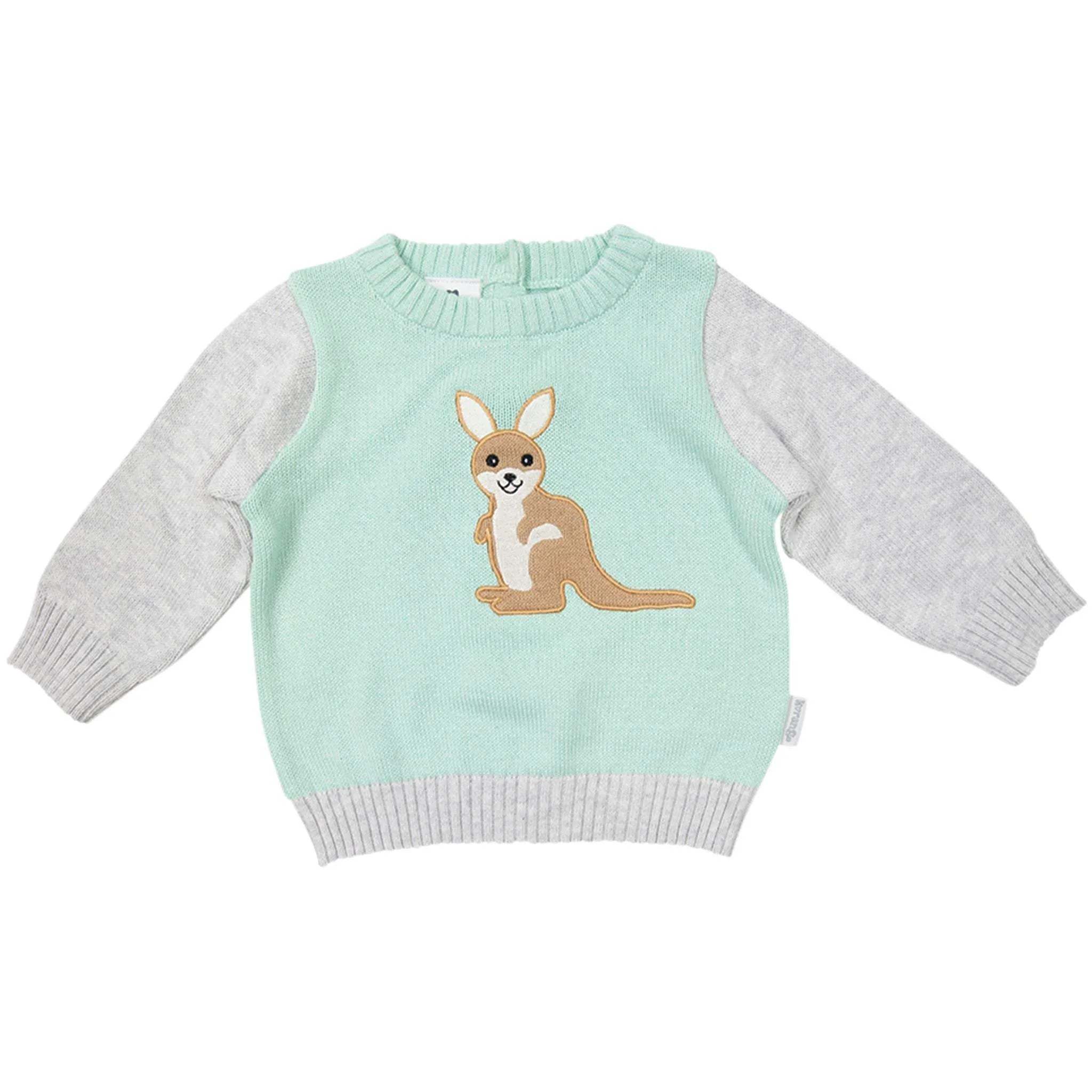 Knit Sweater with Kangaroo Applique Mint