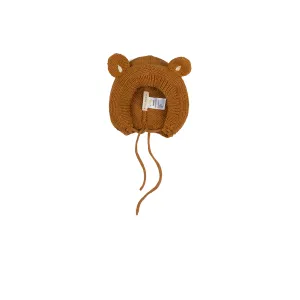 Knitted Bear Bonnet - Caramel