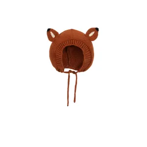 Knitted Fox Bonnet - Rust
