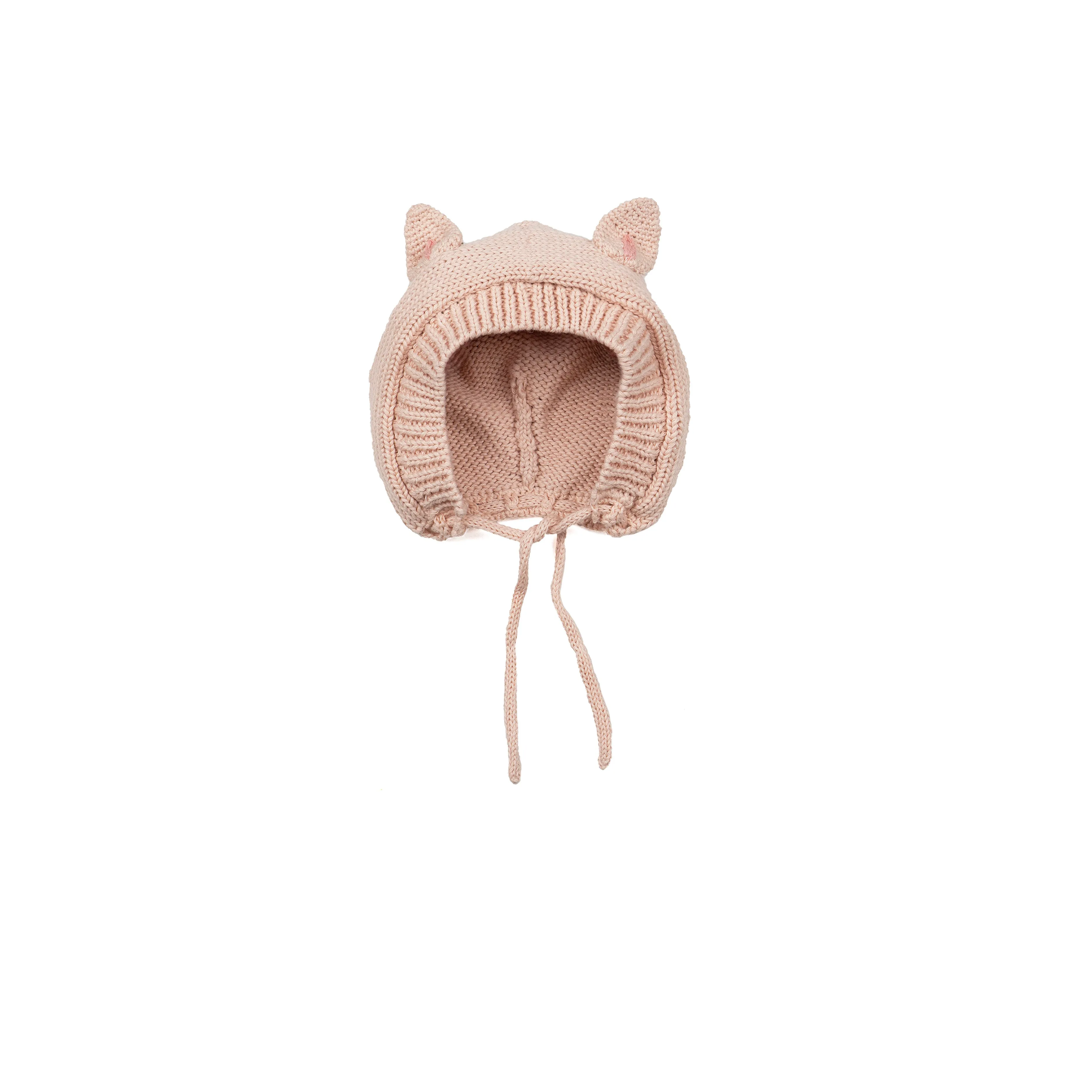 Knitted Kitty Bonnet - Pink