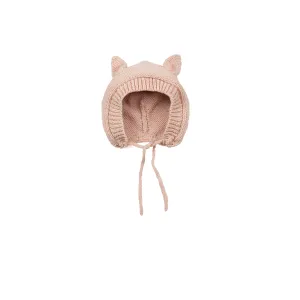 Knitted Kitty Bonnet - Pink