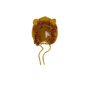 Knitted Lion Bonnet - Mustard