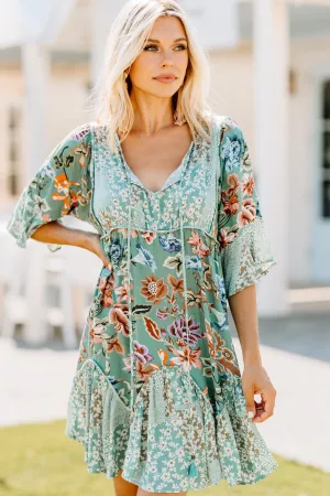 Know Your Way Seafoam Green Mixed Floral Dress