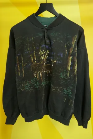 (L) Vtg Deer AOP Crewneck