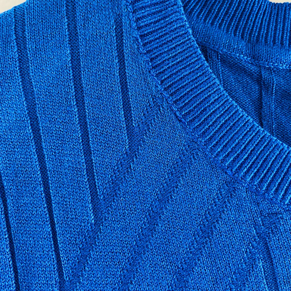 Ladies Short Sleeve Ribbed Knit Sweater Jumper