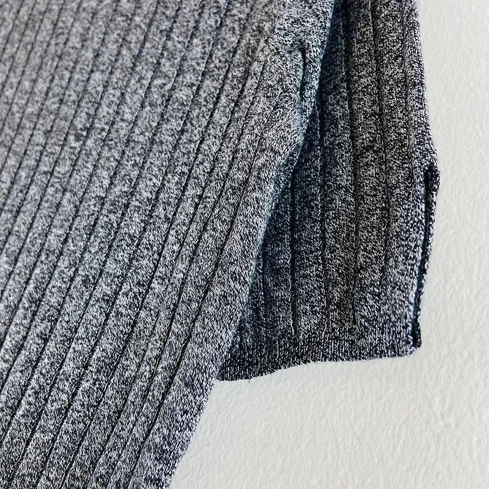 Ladies Short Sleeve Ribbed Knit Sweater Jumper